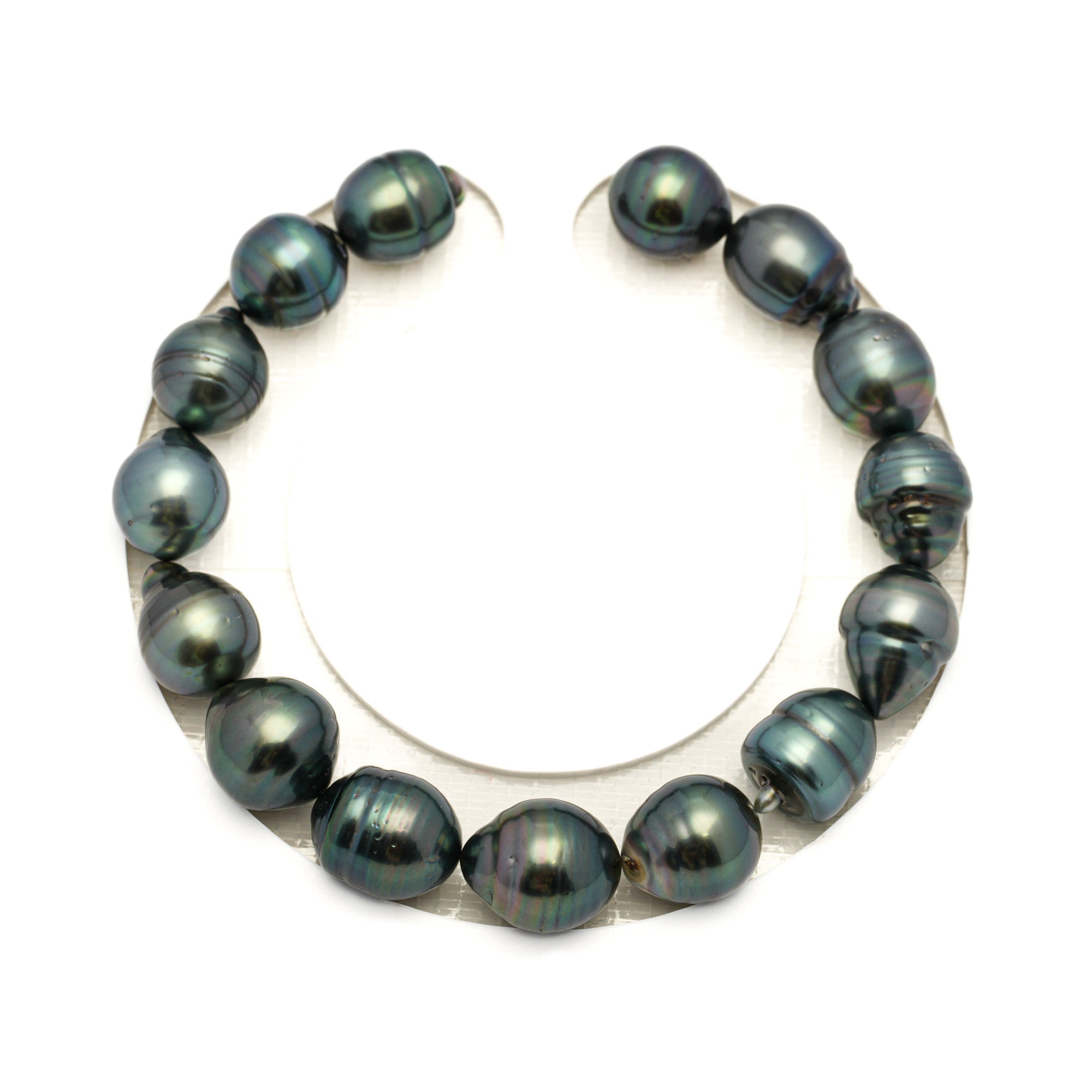 15pcs Green Mix 9-11mm - SB AAA/AA Quality Tahitian Pearl Bracelet BR2453 LP1