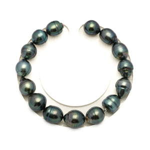 15pcs Green Mix 9-11mm - SB AAA/AA Quality Tahitian Pearl Bracelet BR2453 LP1