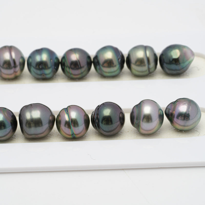 43pcs "High Luster" Green Mix 9mm - CL AAA/AA Quality Tahitian Pearl Necklace NL1415 OR7