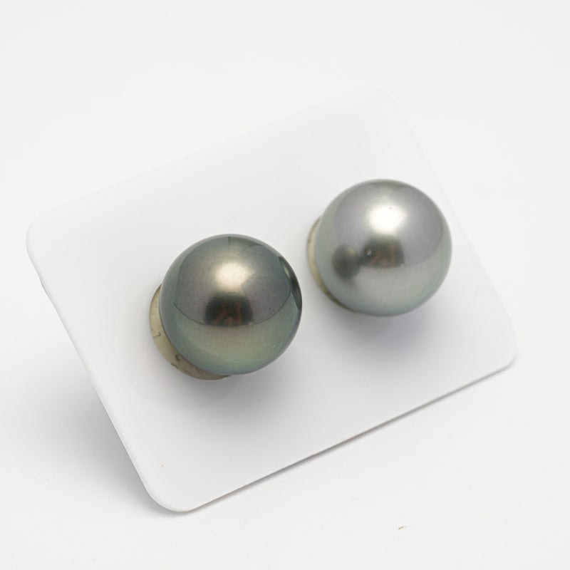 2pcs Light Green 14.8mm - RSR AAA Quality Tahitian Pearl Pair ER1538 THMIX3