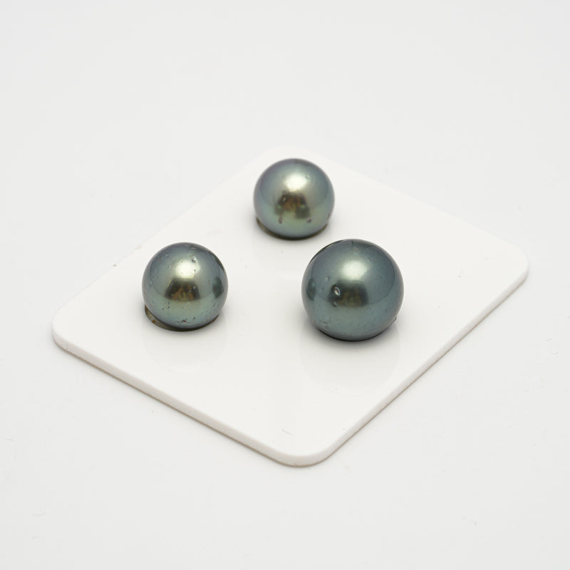 3pcs Blue 11.3-13.7mm - SR AAA Quality Tahitian Pearl Trio Set ER1564 THMIX2