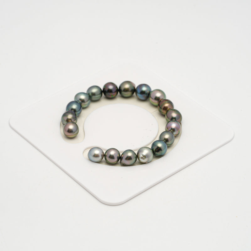 18pcs "High Luster" Multicolor 8-10mm - SB AAA/AA Quality Tahitian Pearl Bracelet BR2208 HL3