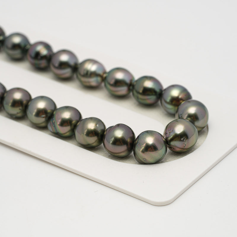 44pcs "High Luster" Green Mix 8-10mm - CL/SB AAA/AA Quality Tahitian Pearl Necklace NL1638 HL3