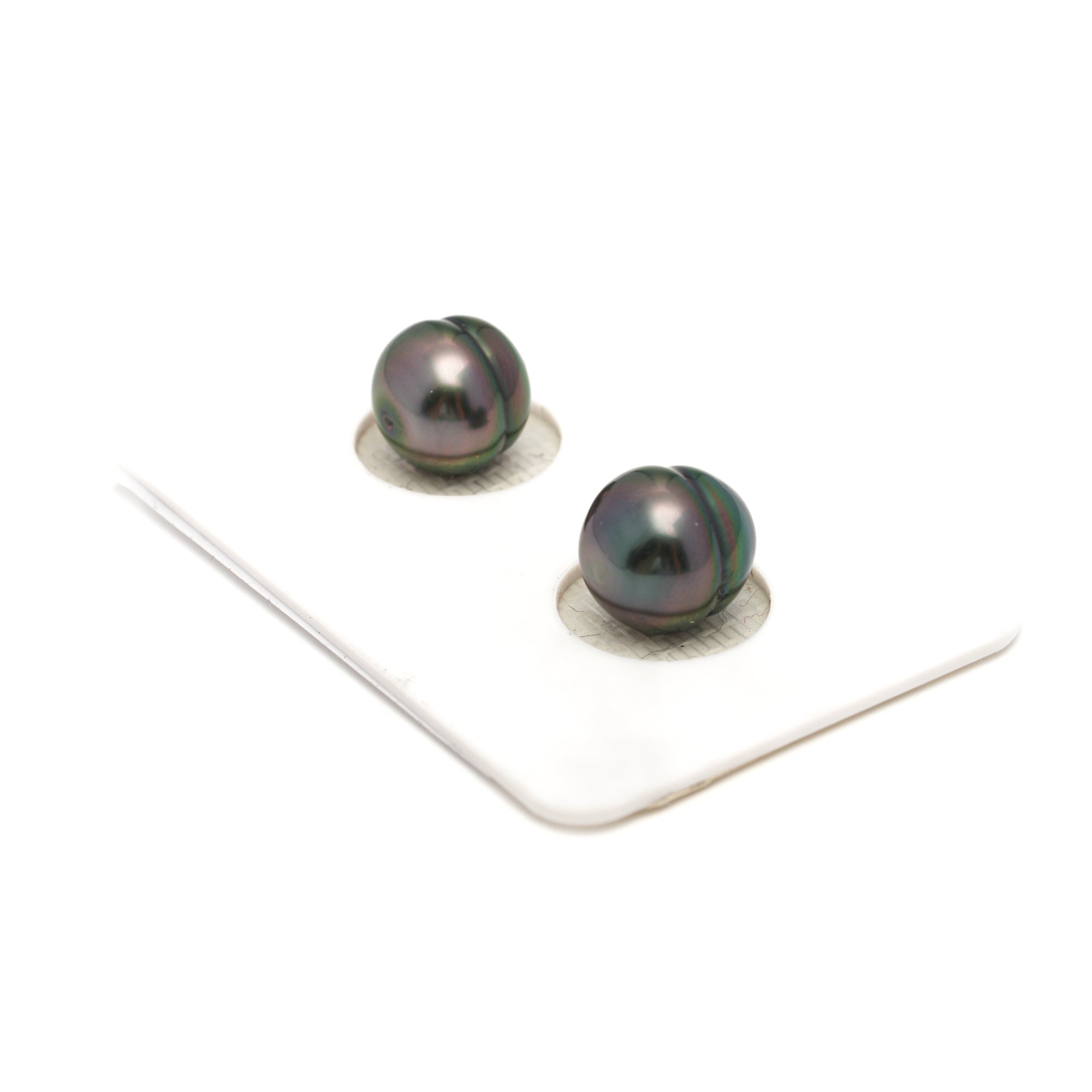 2pcs Green Cherry 9.4-9.6mm - CL AAA Quality Tahitian Pearl Pair ER1817 TH5