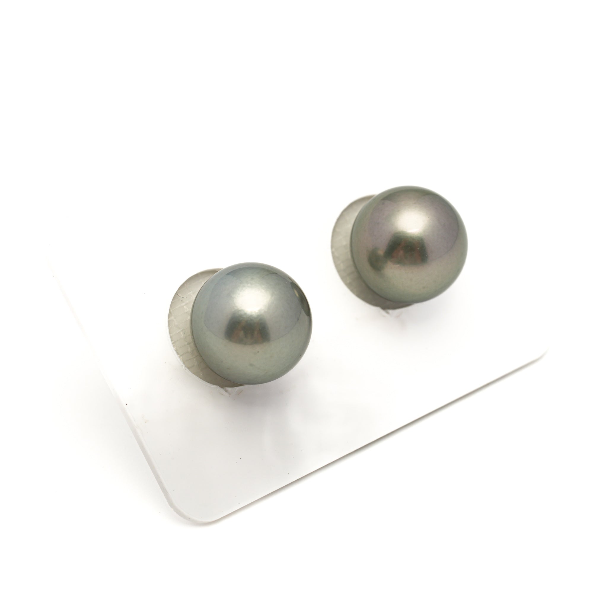 2pcs Light Green 12.1-12.2mm - R TOP Quality Tahitian Pearl Pair ER1855 OR6