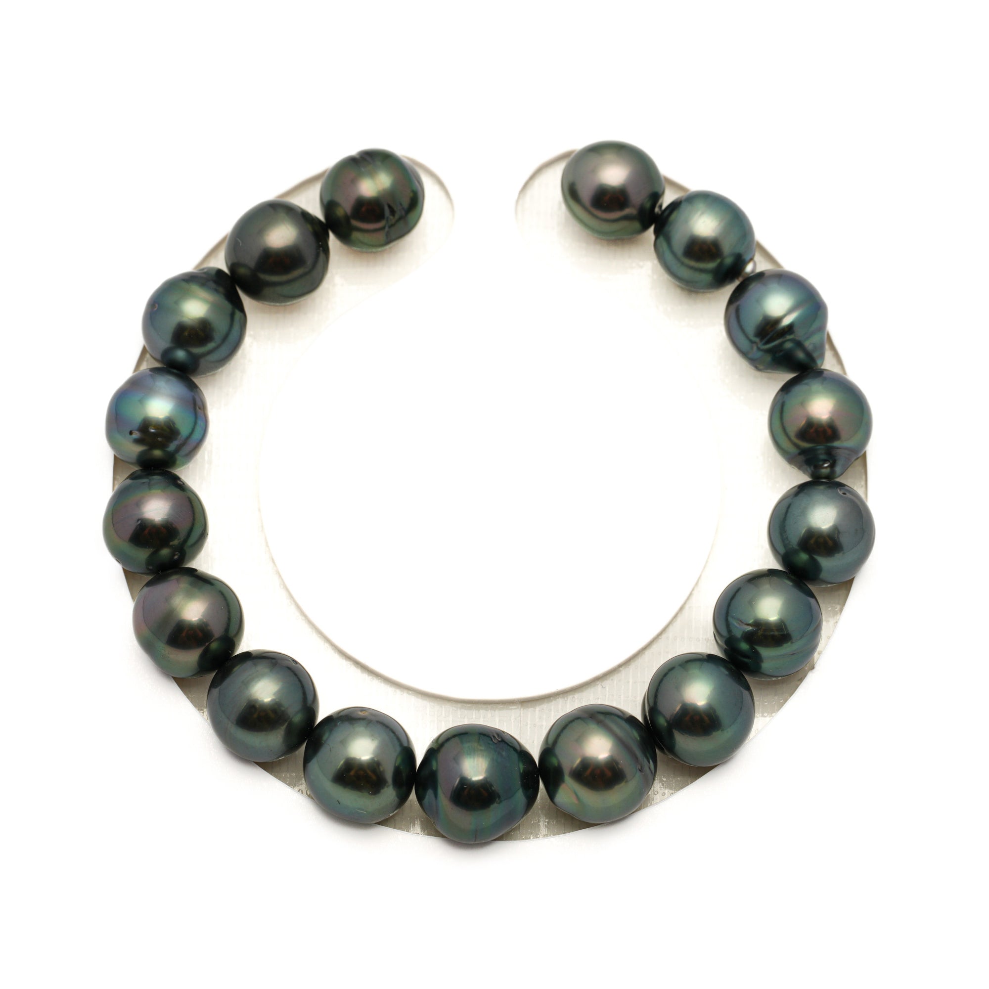 17pcs Dark Green 9-11mm - SB AAA/AA Quality Tahitian Pearl Bracelet BR2440 LP1