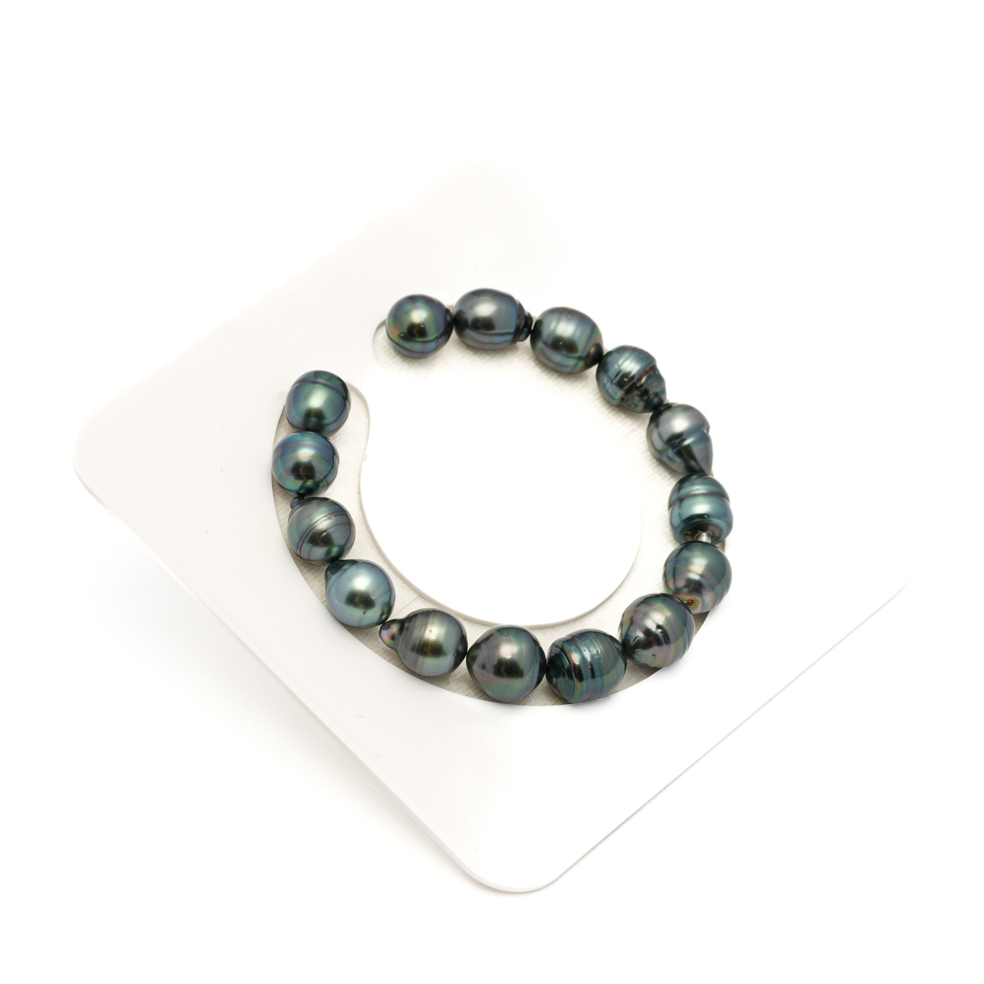 15pcs Green Mix 9-11mm - SB AAA/AA Quality Tahitian Pearl Bracelet BR2453 LP1