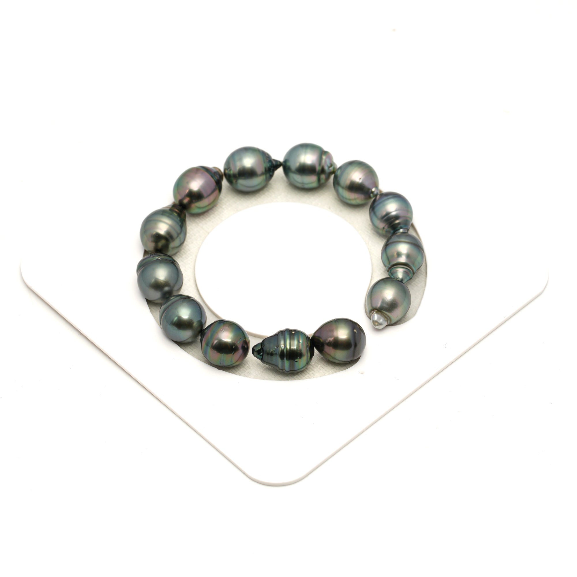 13pcs Green Mix 11mm - CL/SB AAA/AA Quality Tahitian Pearl Bracelet BR2458 LP1