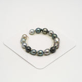 15pcs "High Luster" Multicolor 9-11mm - SB AAA/AA Quality Tahitian Pearl Bracelet BR2178 HL3