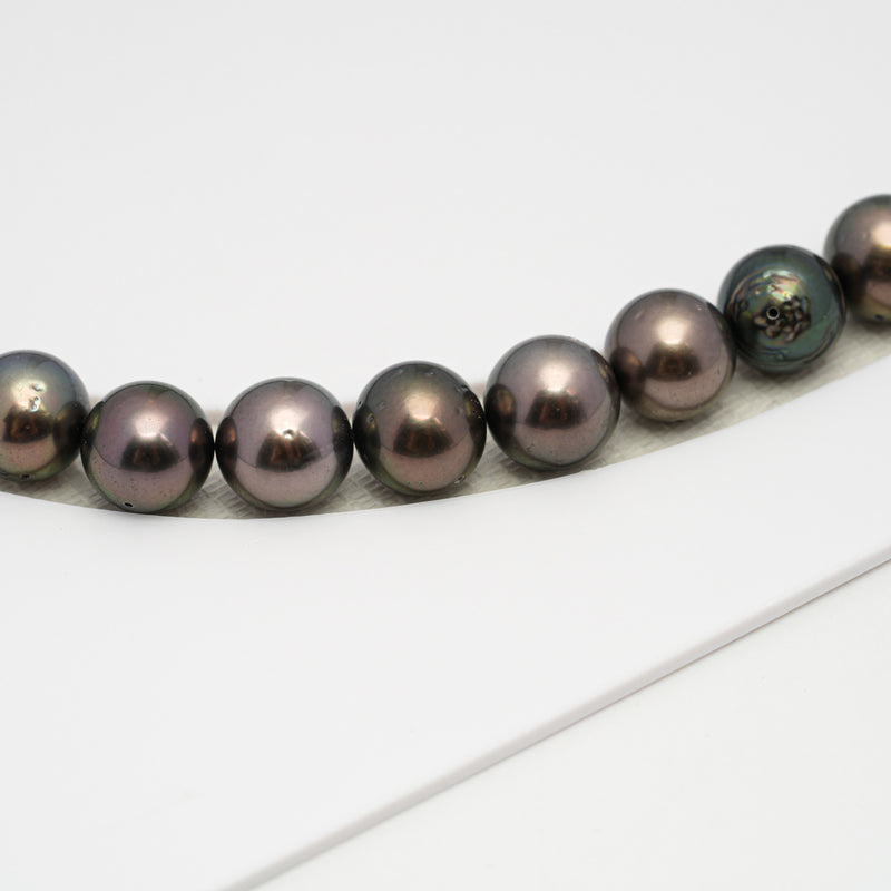 46pcs Brown 8-10mm - SR/NR AAA Quality Tahitian Pearl Drilled Necklace NL1575 CMP4