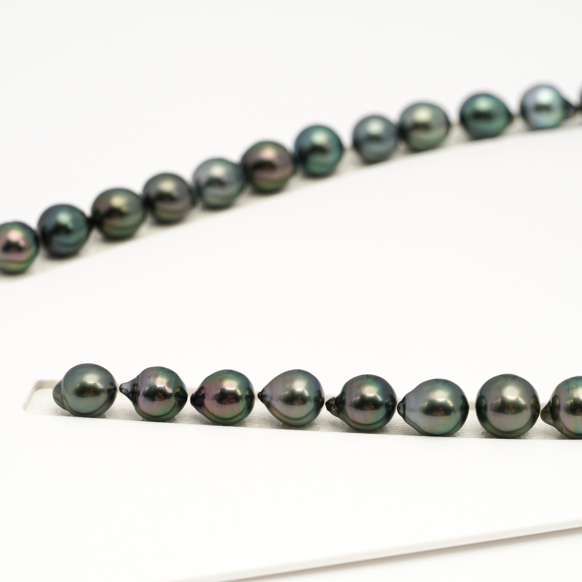 38pcs Green 8-10mm - SB AAA Quality Tahitian Pearl Necklace NL1709 TH5
