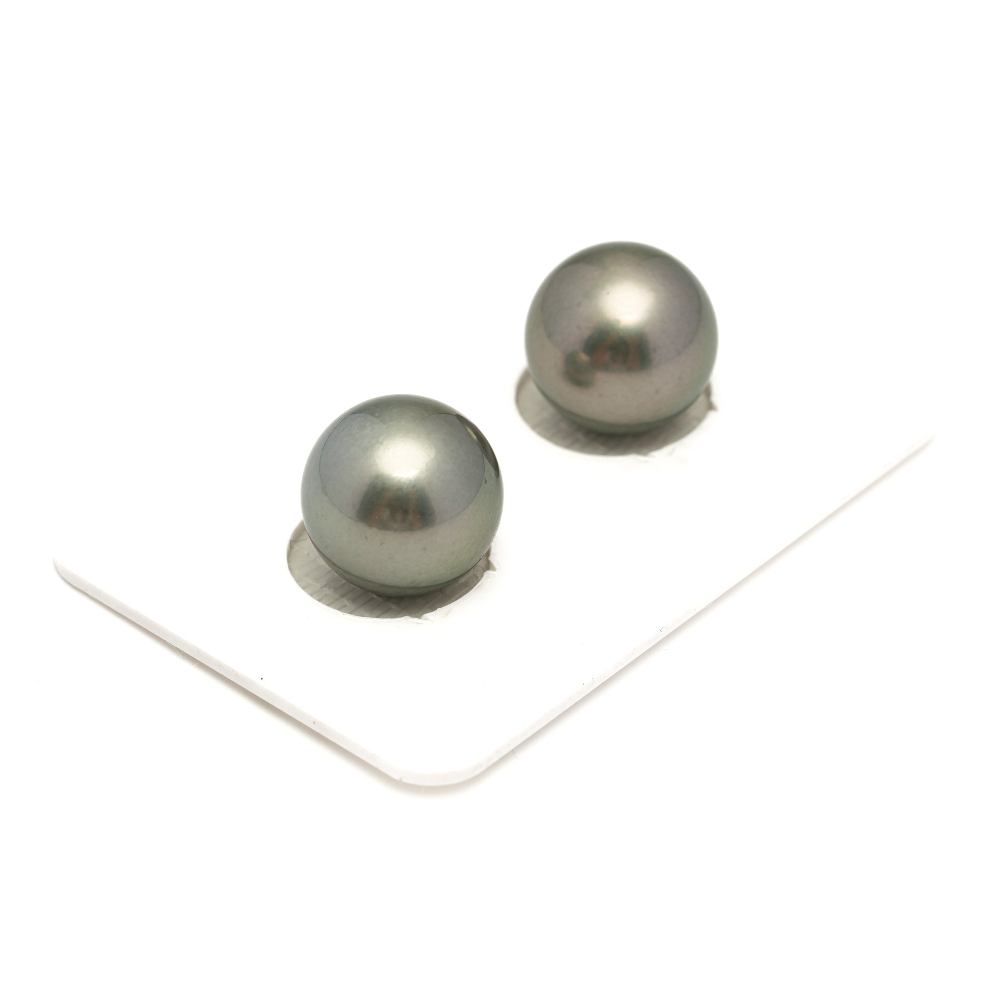 2pcs Light Green 12.1-12.2mm - R TOP Quality Tahitian Pearl Pair ER1855 OR6