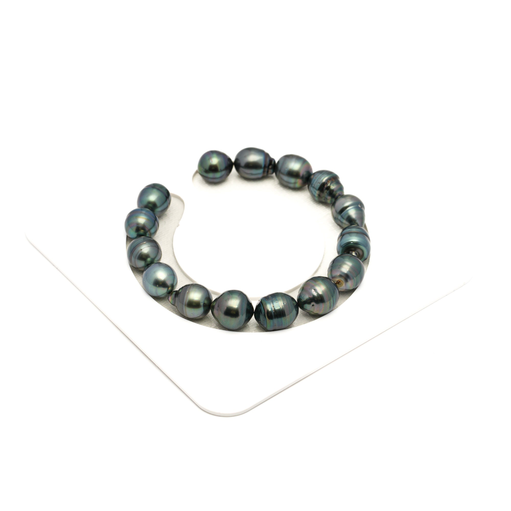 15pcs Green Mix 9-11mm - SB AAA/AA Quality Tahitian Pearl Bracelet BR2453 LP1