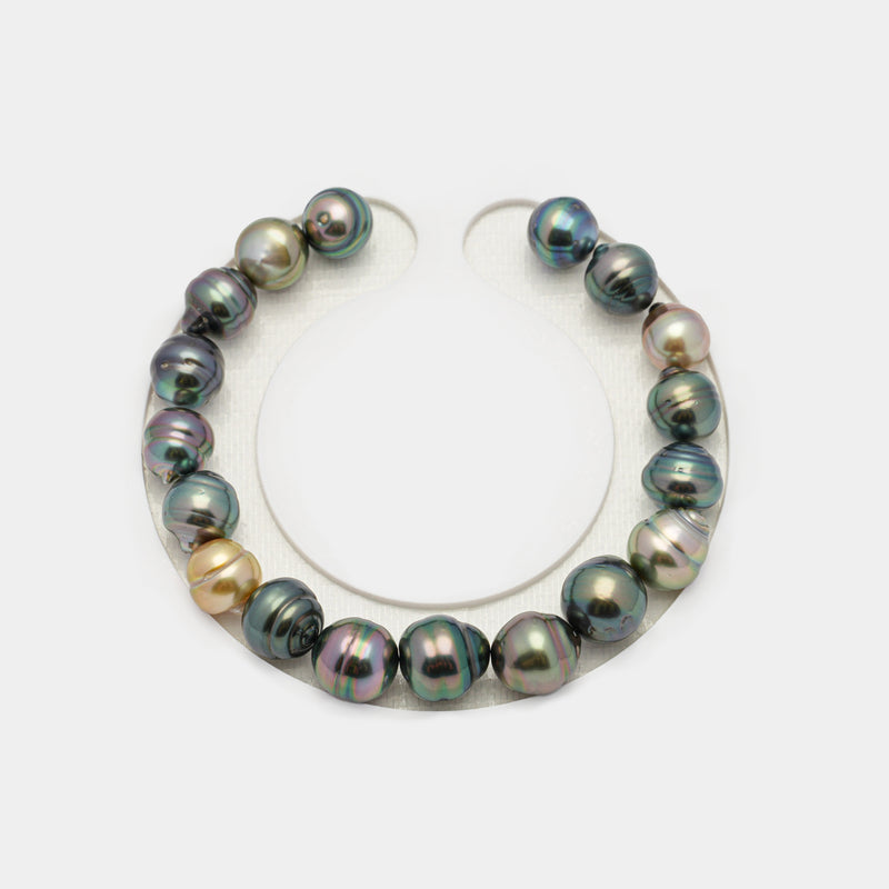 18pcs "High Luster" Multicolor 8-10mm - CL AAA/AA Quality Tahitian Pearl Bracelet BR2092 OR8