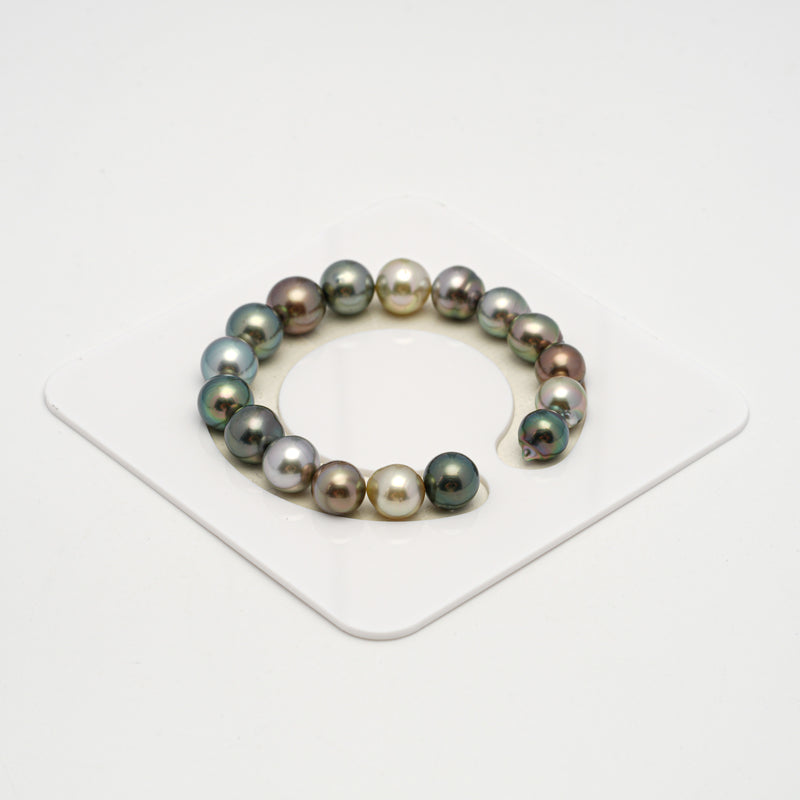 17pcs "High Luster" Multicolor 9-11mm - SB/NR AAA/AA Quality Tahitian Pearl Bracelet BR2191 HL3