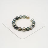 15pcs "High Luster" Multicolor 9-11mm - SB AAA/AA Quality Tahitian Pearl Bracelet BR2178 HL3