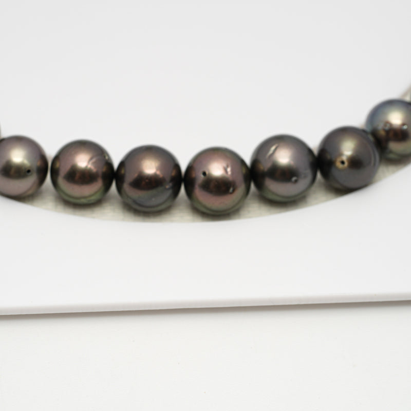 46pcs Brown 8-10mm - SR/NR AAA Quality Tahitian Pearl Drilled Necklace NL1575 CMP4