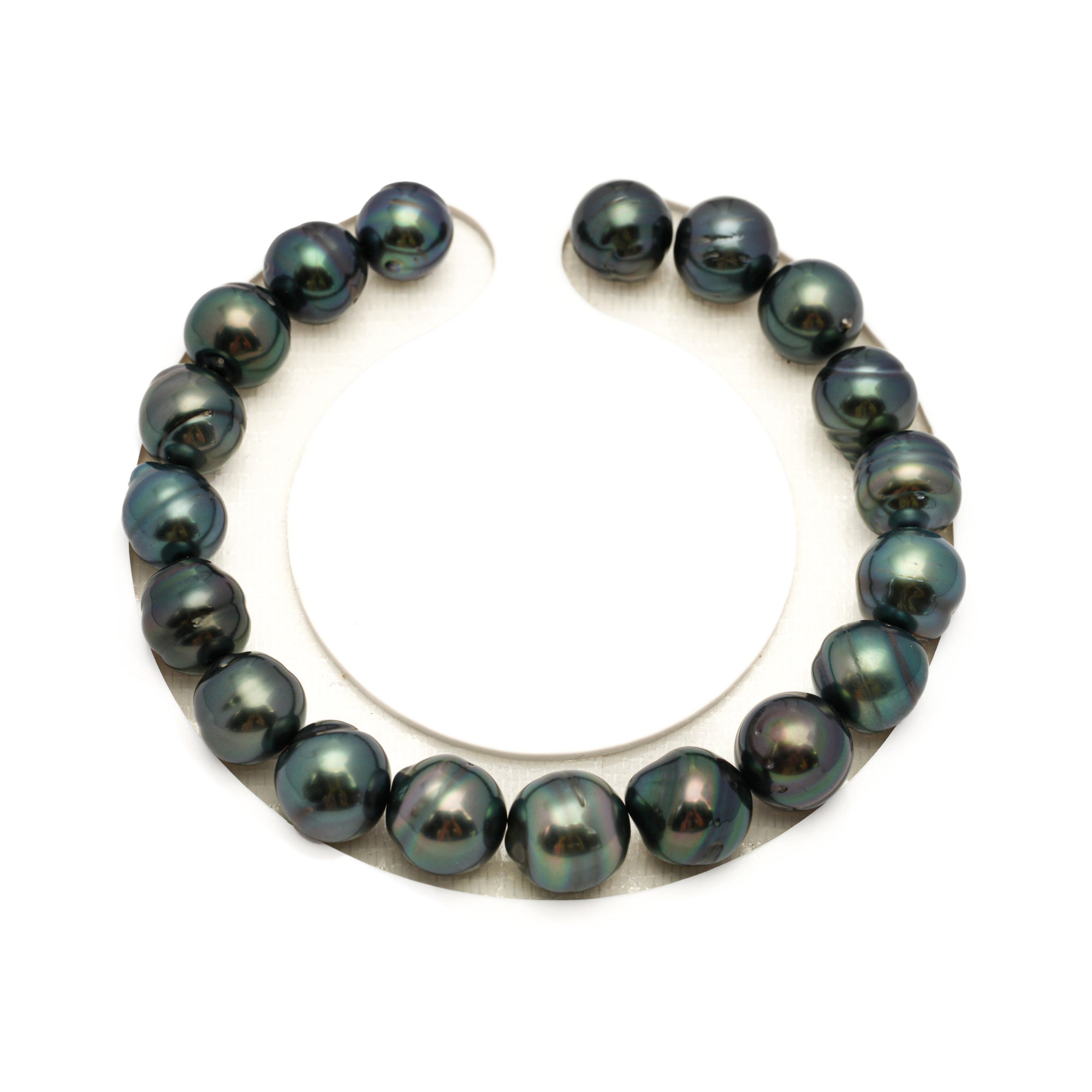 19pcs Dark Green 8-10mm - CL/SB AAA/AA Quality Tahitian Pearl Bracelet BR2367 TH5