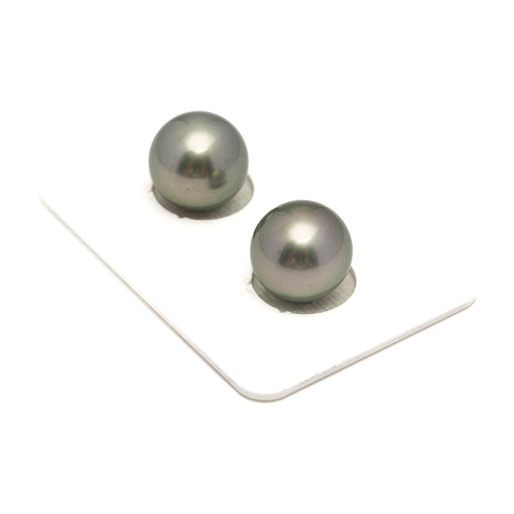 2pcs Light Green 12.1-12.2mm - R TOP Quality Tahitian Pearl Pair ER1855 OR6