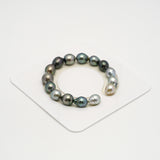 15pcs "High Luster" Multicolor 9-11mm - SB AAA/AA Quality Tahitian Pearl Bracelet BR2178 HL3