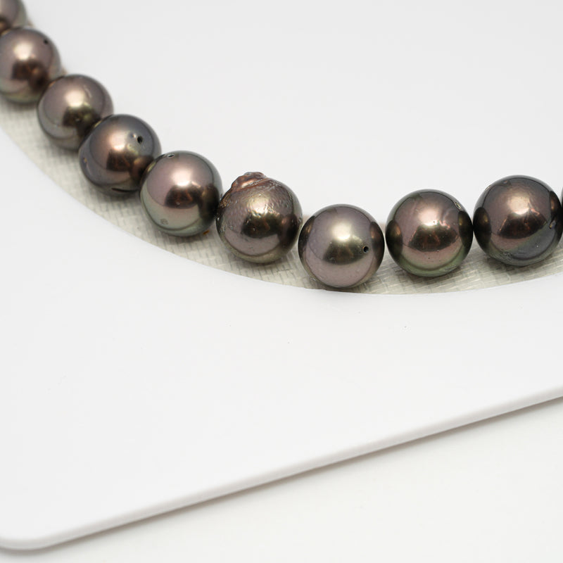 46pcs Brown 8-10mm - SR/NR AAA Quality Tahitian Pearl Drilled Necklace NL1575 CMP4