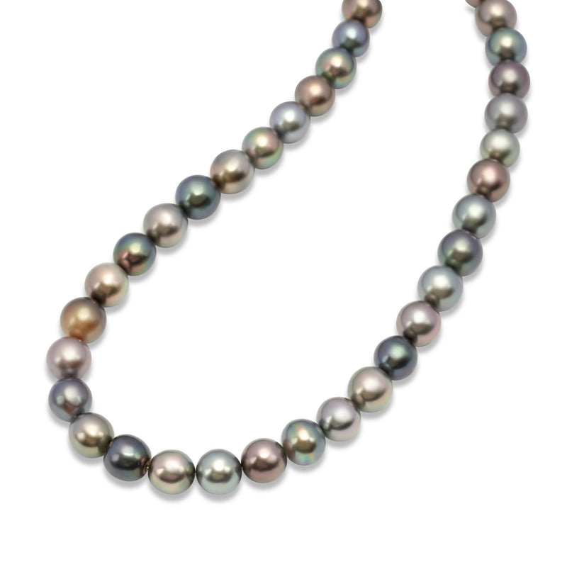 Luxurious Multicolor Tahitian Pearl Necklace, 9-10mm Pearls, 925 Silver. ref:SHM1007 CMCS1