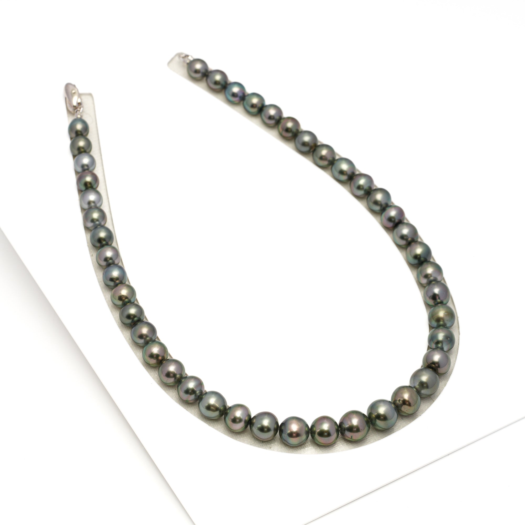 43pcs Light Green 8-11mm - NR AAA/AA Quality Tahitian Pearl Drilled Necklace NL1738 WF1