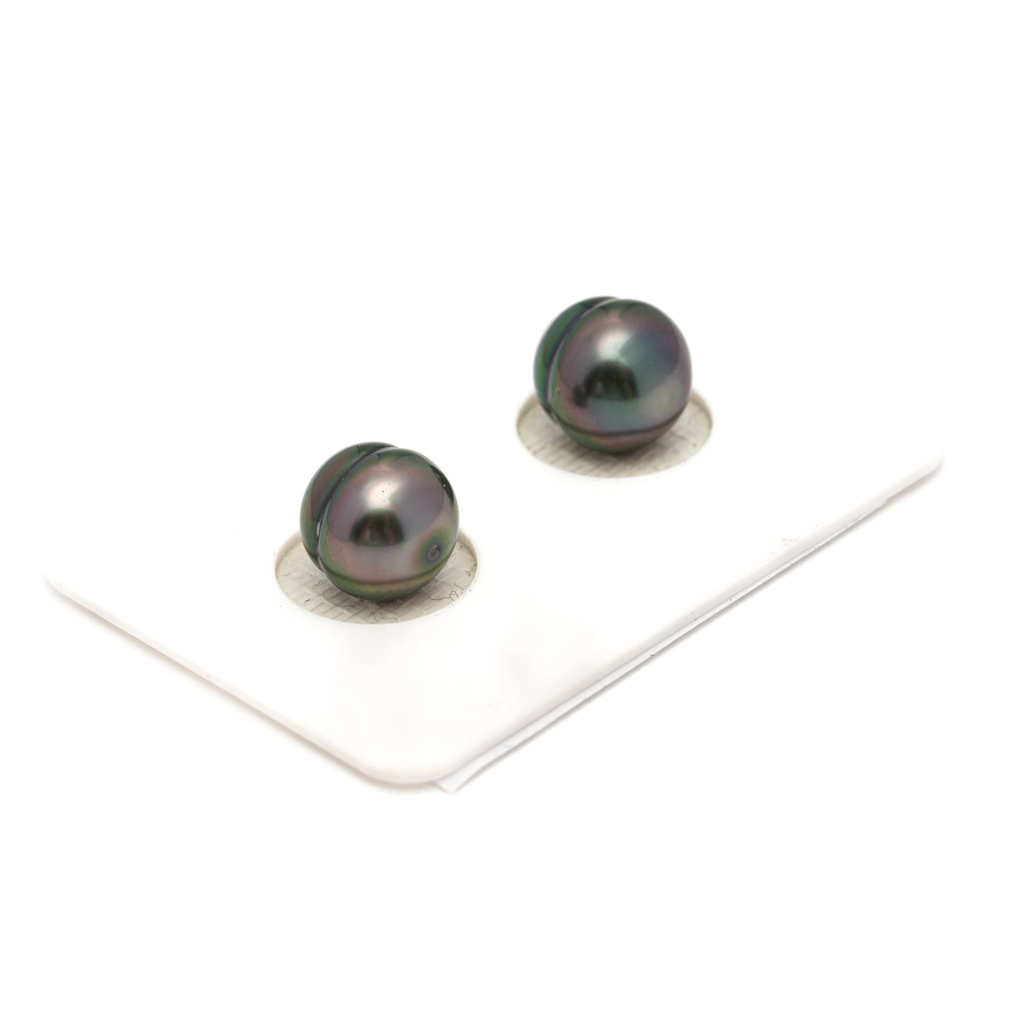 2pcs Green Cherry 9.4-9.6mm - CL AAA Quality Tahitian Pearl Pair ER1817 TH5