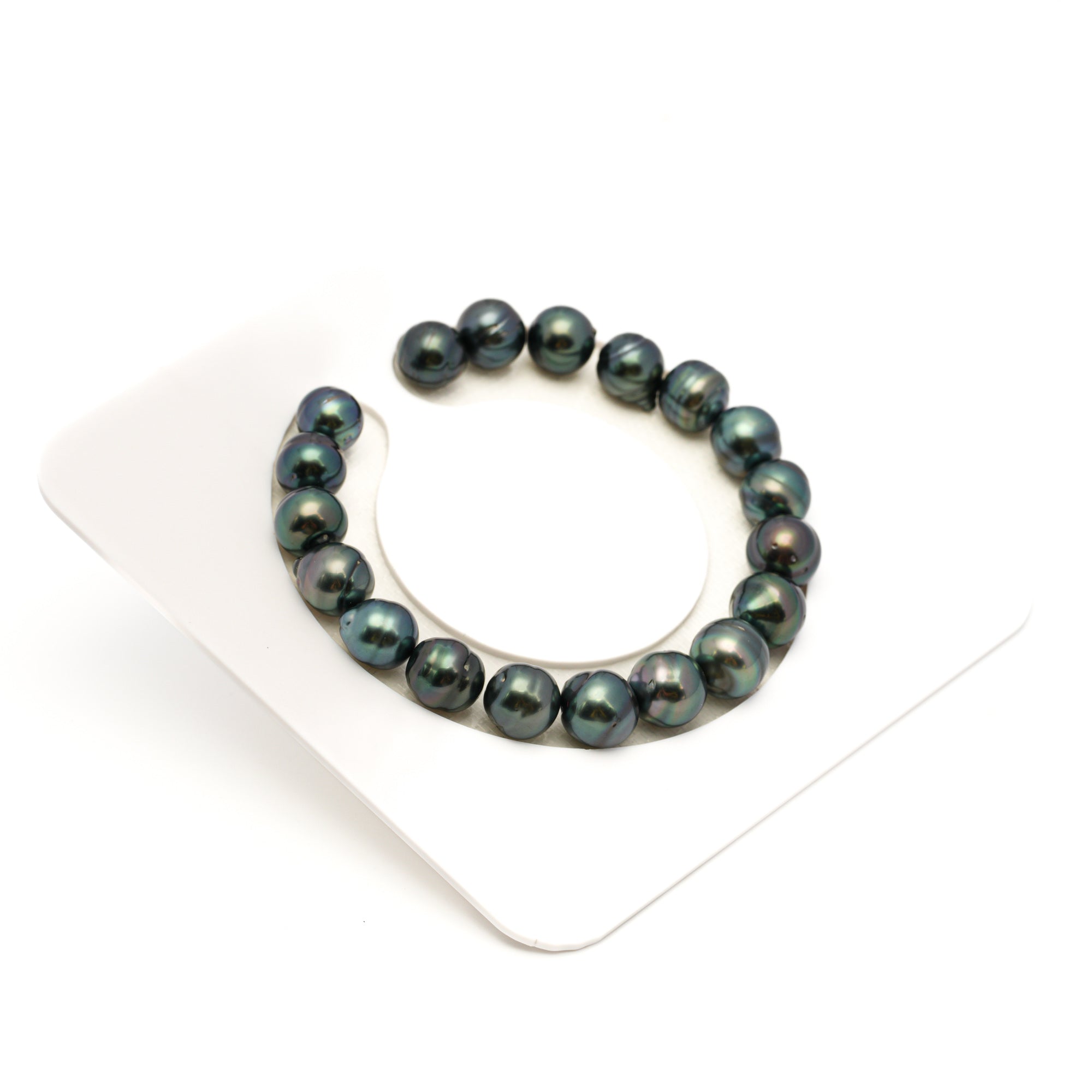 19pcs Dark Green 8-10mm - CL/SB AAA/AA Quality Tahitian Pearl Bracelet BR2367 TH5