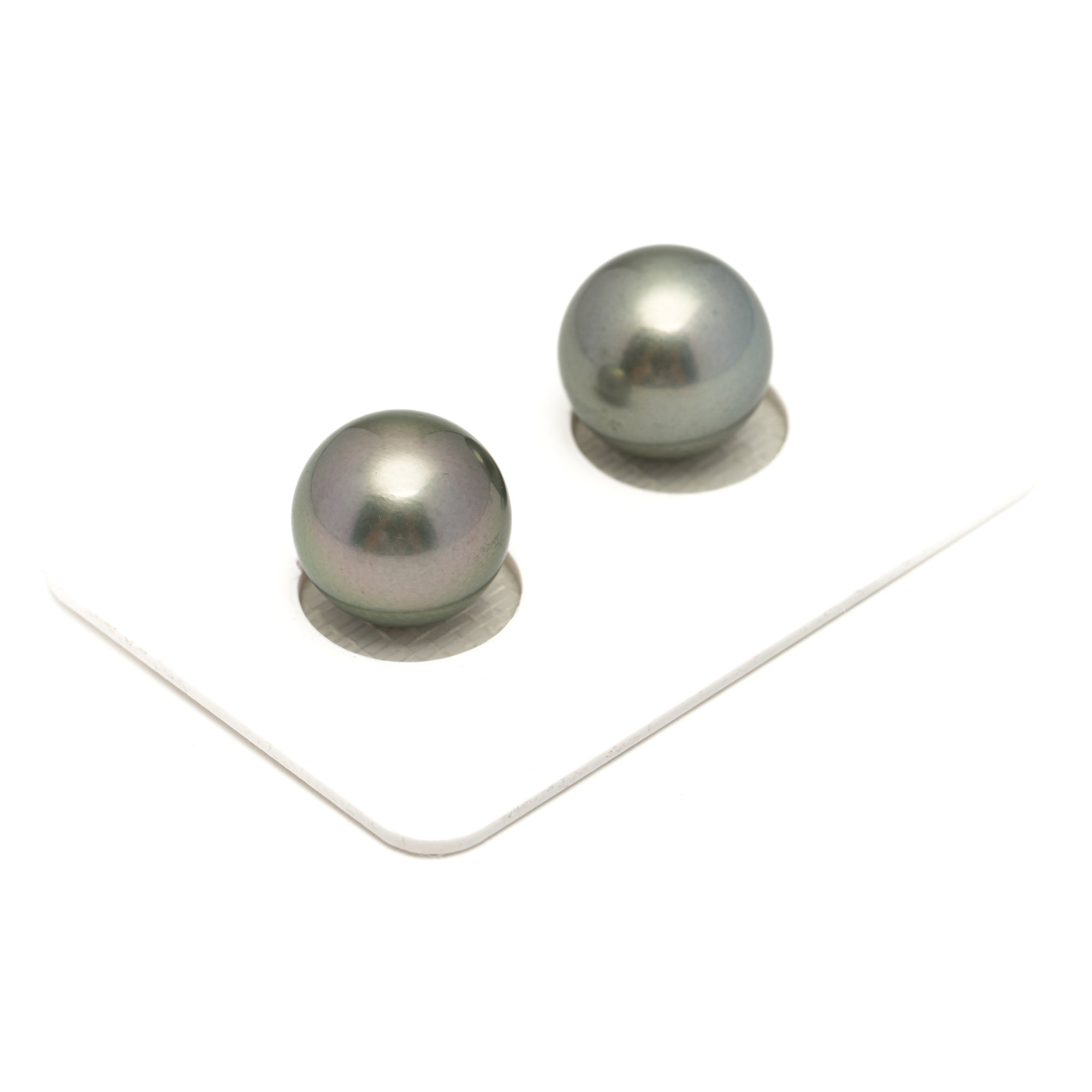 2pcs Light Green 12.1-12.2mm - R TOP Quality Tahitian Pearl Pair ER1855 OR6
