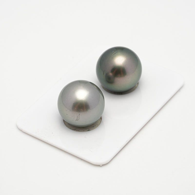 2pcs Light Green 14.8mm - RSR AAA Quality Tahitian Pearl Pair ER1538 THMIX3