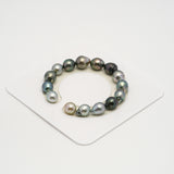 15pcs "High Luster" Multicolor 9-11mm - SB AAA/AA Quality Tahitian Pearl Bracelet BR2178 HL3