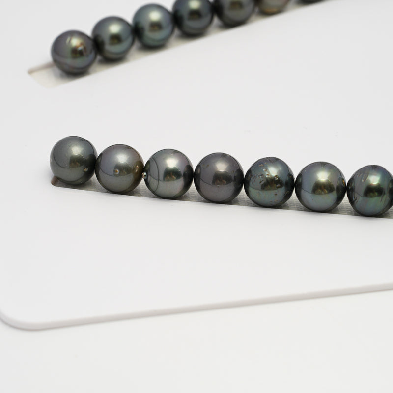 38pcs Dark 11-12mm - SR/NR AA/A Quality Tahitian Pearl Necklace NL1625 THMIX3