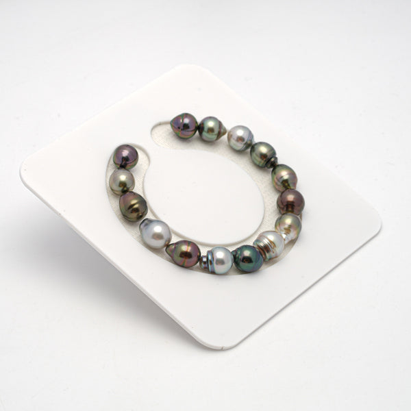 15pcs "High Luster" Multicolor 9-10mm - CL/SB AAA/AA Quality Tahitian Pearl Bracelet BR2124 THMIX1