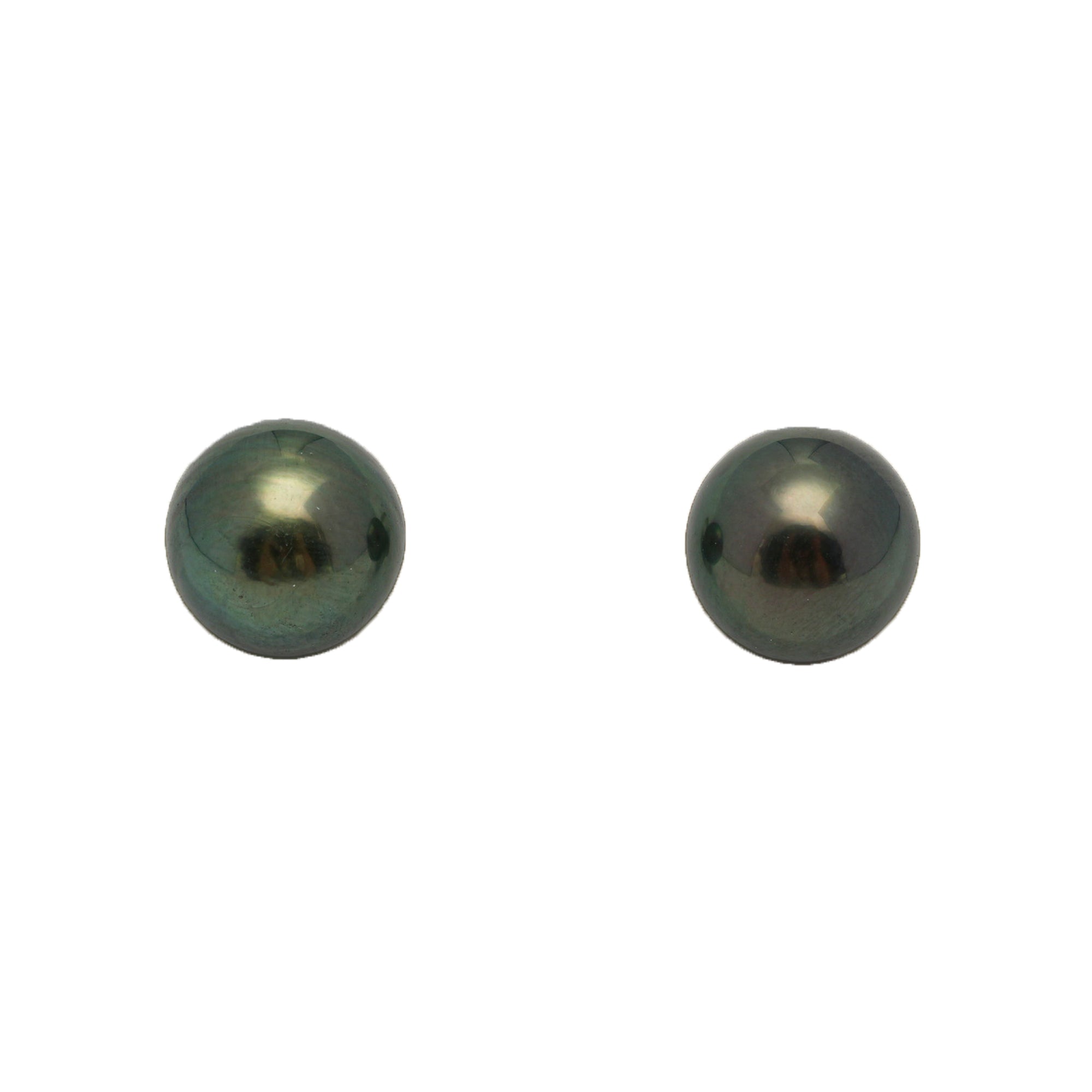 2pcs Green 9.5-9.6mm - RSR AAA/AA Quality Tahitian Pearl Pair ER1753 OR13