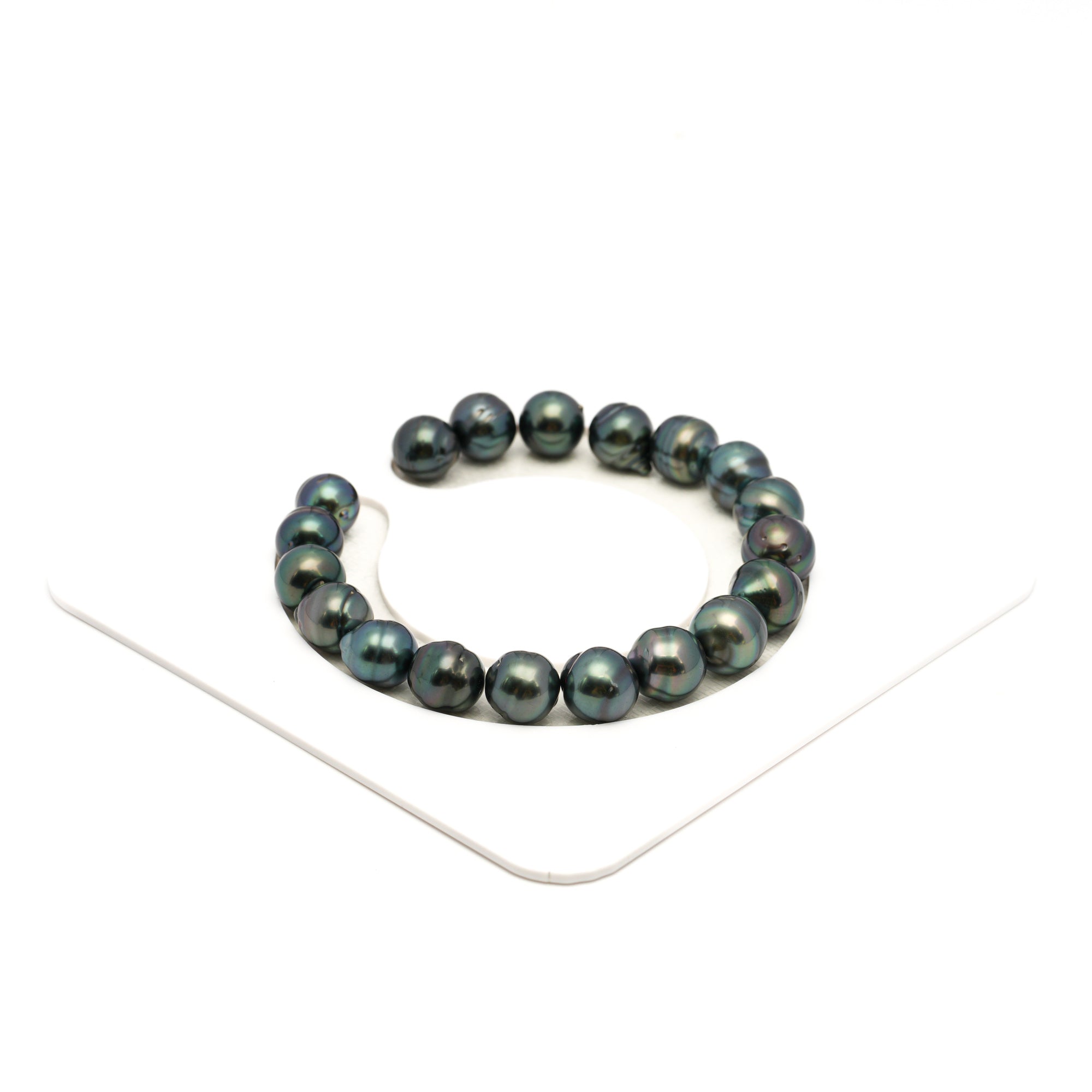 19pcs Dark Green 8-10mm - CL/SB AAA/AA Quality Tahitian Pearl Bracelet BR2367 TH5