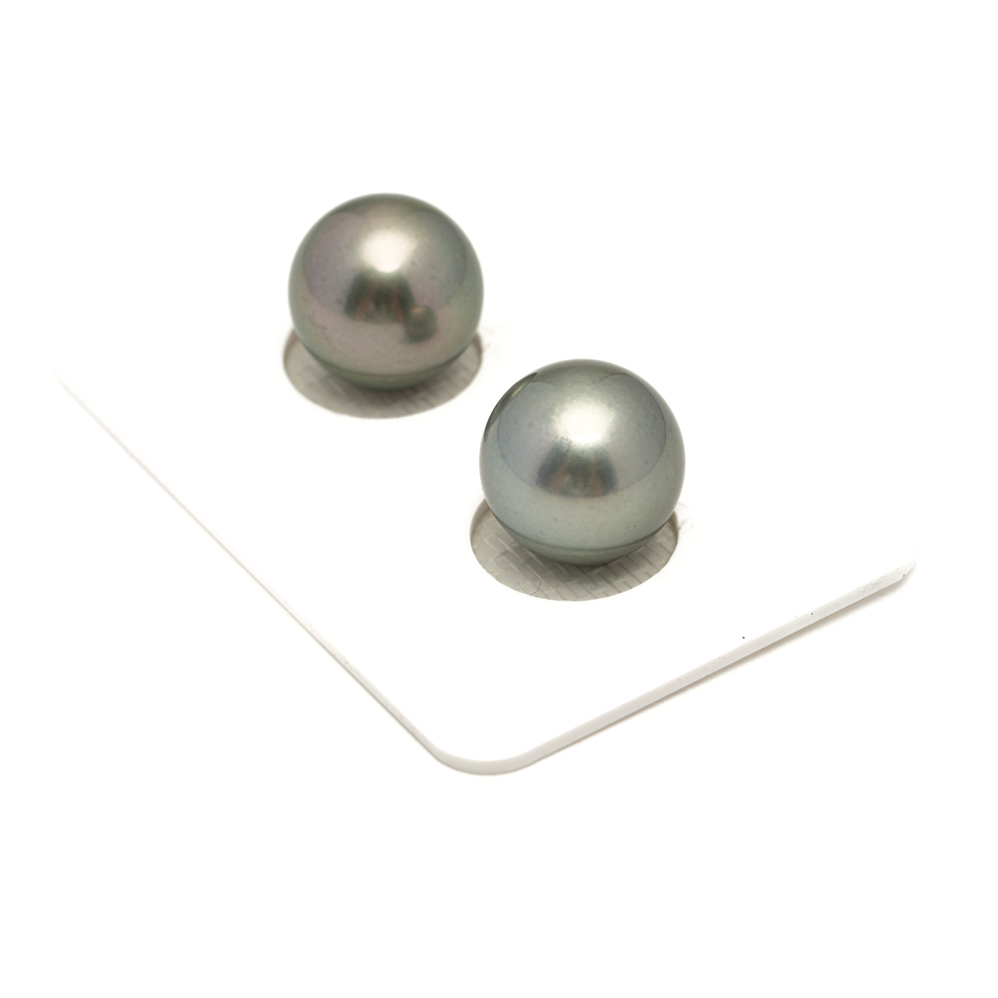 2pcs Light Green 12.1-12.2mm - R TOP Quality Tahitian Pearl Pair ER1855 OR6