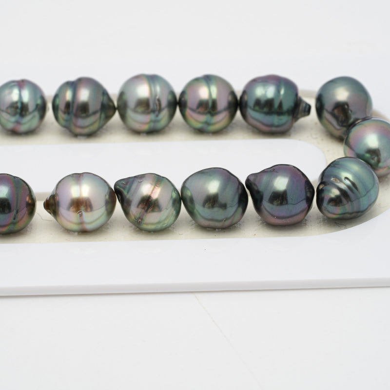 43pcs "High Luster" Green Mix 9mm - CL AAA/AA Quality Tahitian Pearl Necklace NL1415 OR7