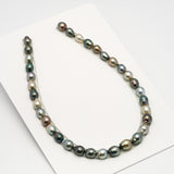 34pcs "High Luster" Multicolor 9-11mm - SB AAA/AA Quality Tahitian Pearl Necklace NL1563 HL3