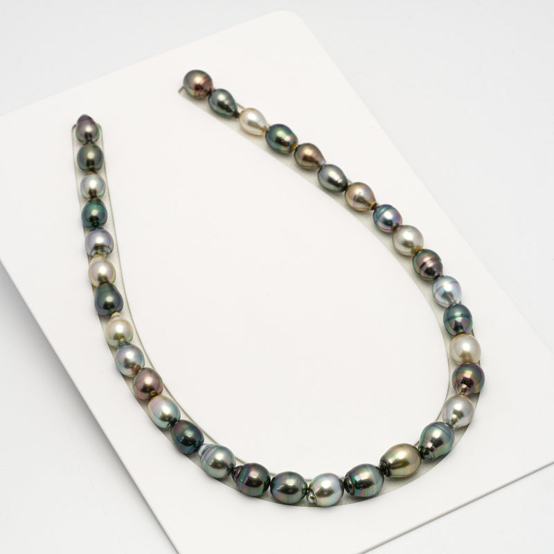 34pcs "High Luster" Multicolor 9-11mm - SB AAA/AA Quality Tahitian Pearl Necklace NL1563 HL3