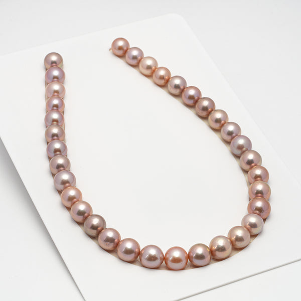 34pcs "High Luster" Pink Orange 12-13mm - SR/NR AA Quality Freshwater Pearl Necklace NL1483 FWAK