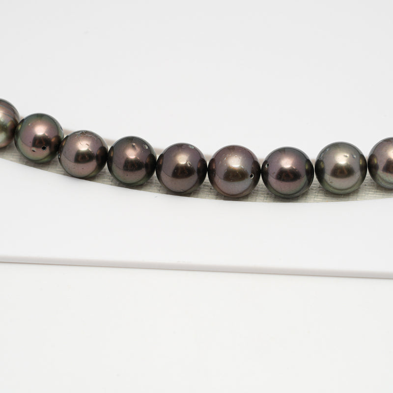 46pcs Brown 8-10mm - SR/NR AAA Quality Tahitian Pearl Drilled Necklace NL1575 CMP4