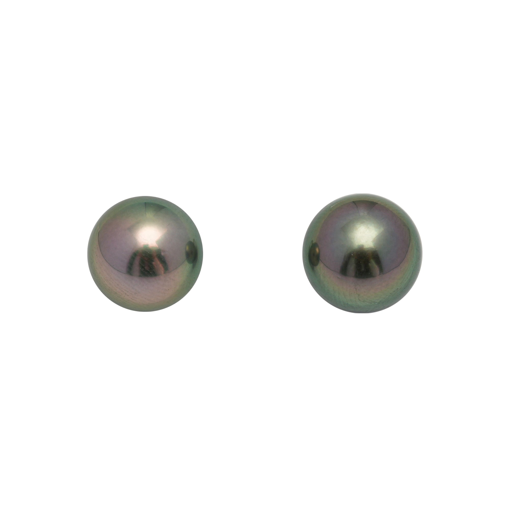 2pcs "High Luster" Peacock 10.4-10.6mm - NR AAA/AA Quality Tahitian Pearl Pair ER1680 OR11