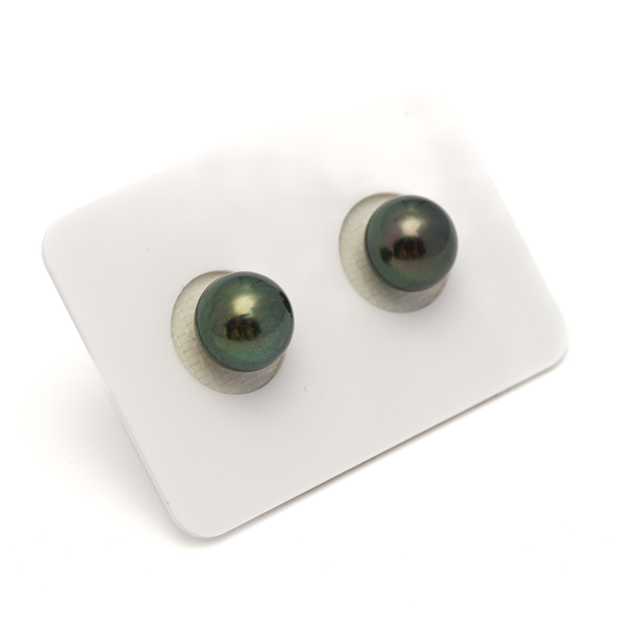 2pcs Green 9.5-9.6mm - RSR AAA/AA Quality Tahitian Pearl Pair ER1753 OR13