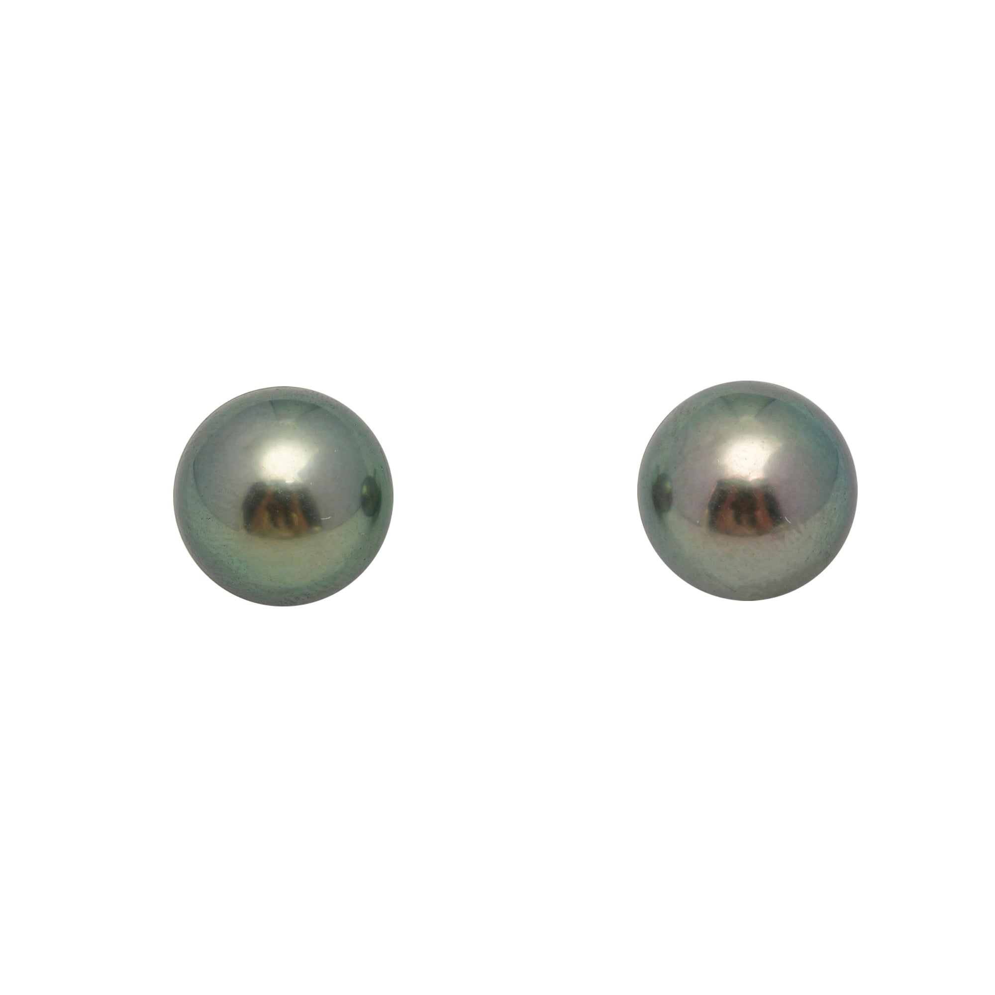 2pcs "High Luster" Green 9.8-9.9mm - RSR AAA/AA Quality Tahitian Pearl Pair ER1771 OR13