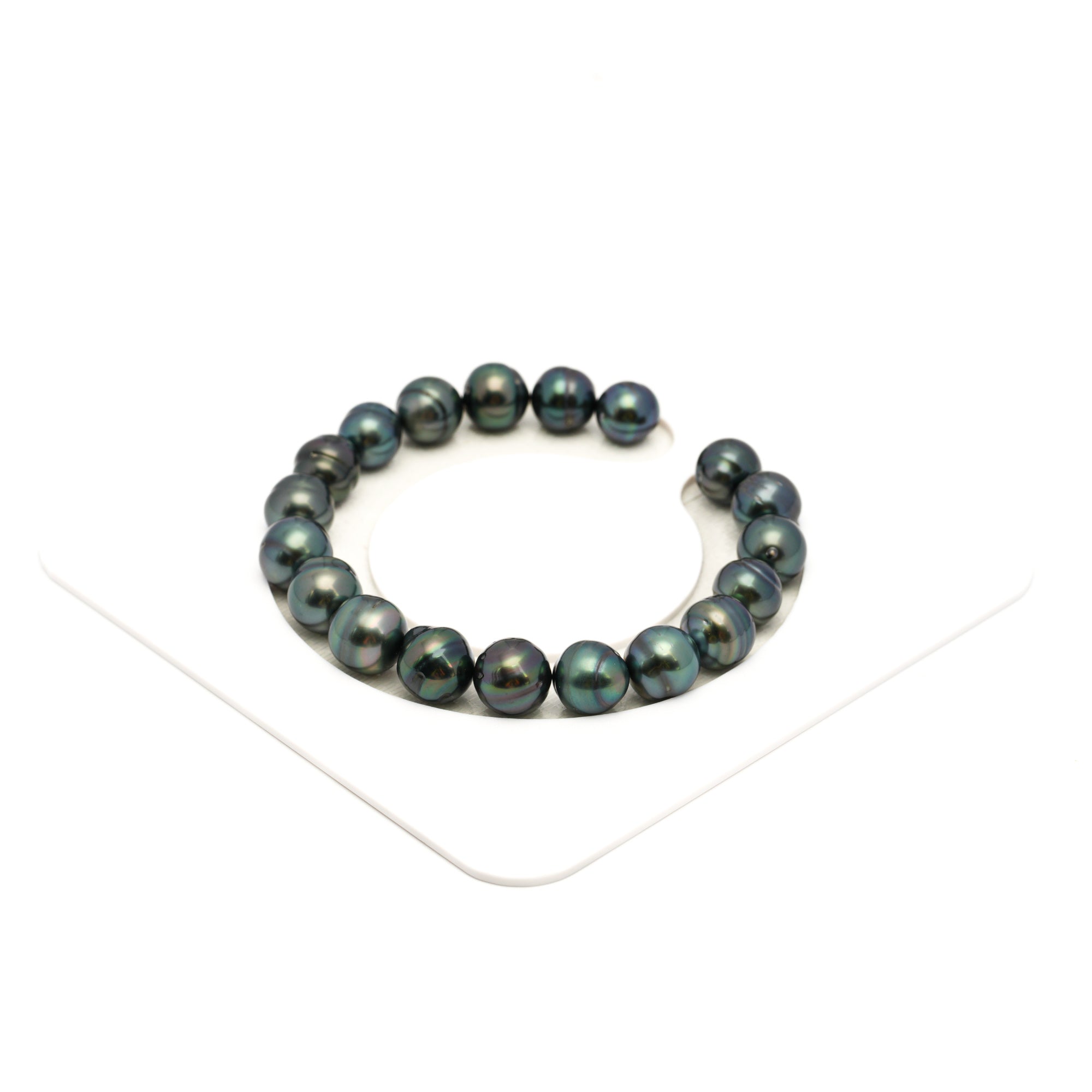 19pcs Dark Green 8-10mm - CL/SB AAA/AA Quality Tahitian Pearl Bracelet BR2367 TH5