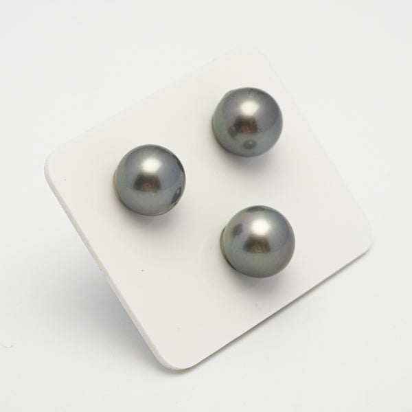 3pcs Green 12.5-12.8mm - SR AAA/AA Quality Tahitian Pearl Trio Set ER1559 A101