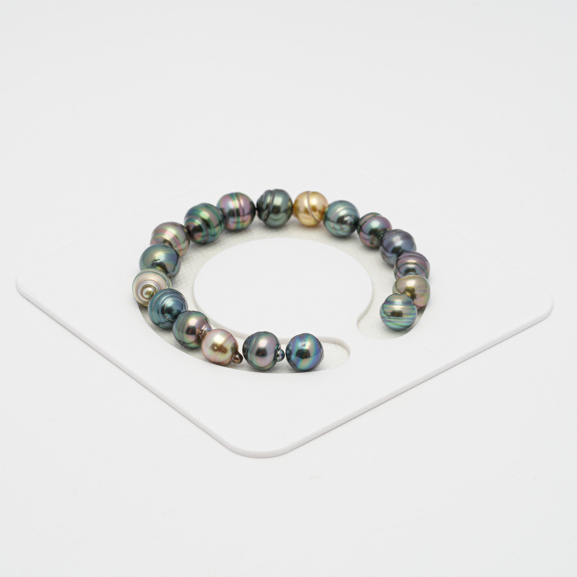18pcs "High Luster" Multicolor 8-10mm - CL AAA/AA Quality Tahitian Pearl Bracelet BR2092 OR8
