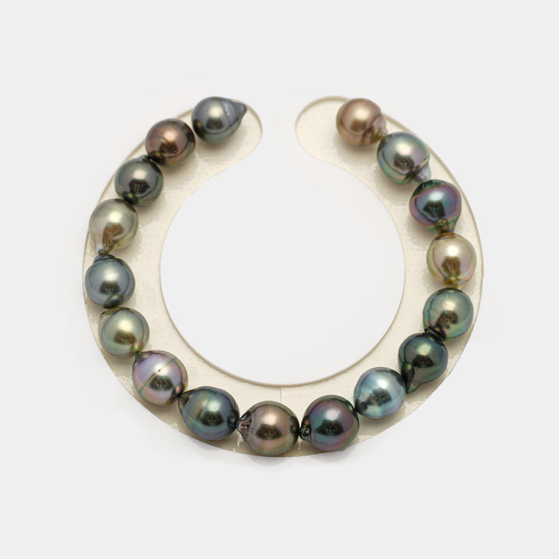 17pcs "High Luster" Multicolor 8-9mm - CL/SB AAA Quality Tahitian Pearl Bracelet BR2179 HL3