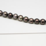 46pcs Brown 8-10mm - SR/NR AAA Quality Tahitian Pearl Drilled Necklace NL1575 CMP4